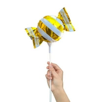 4 inch Handheld Candy - Yellow/ White Stripes (Air-Fill Only) Foil Mylar Balloon - Party Supplies Decorations