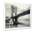 thumbnail image 2 of Designart "Structural Sketch Of Bridges I" Bridges Picture Framed Wall Art Living Room, 2 of 5