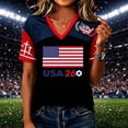 thumbnail image 2 of 2026 Soccer Shirt for Women Usa Soccer Jersey Jersey Color Block V Neck Short Sleeve Raglan Shirts Loose Summer Tees, Black XL, 2 of 4