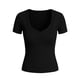 thumbnail image 4 of Camisas de Manga Corta para Mujeres Casual con Cuello en V Plisado, Camisetas de Color Sólido para Primavera Verano, 4 of 6