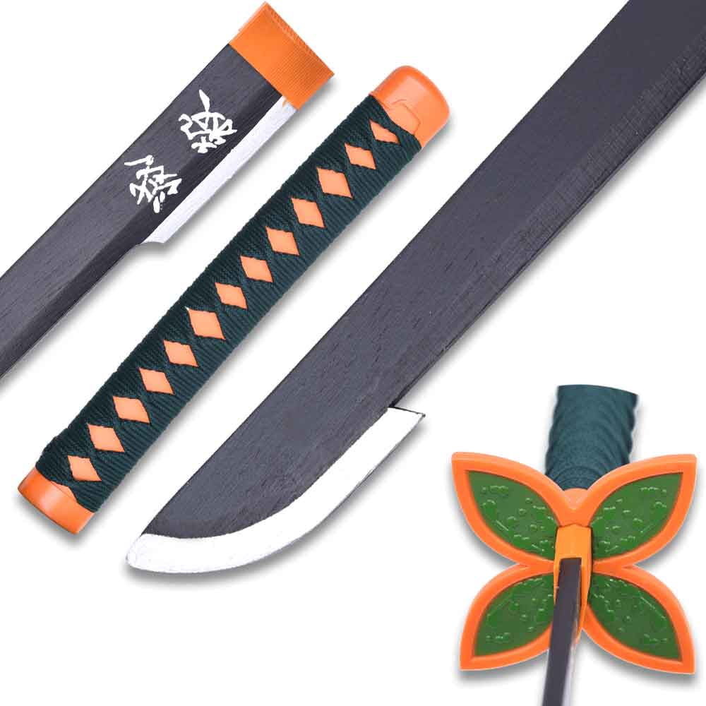 Demon Slayer: Kimetsu no Yaiba Shinobu Kocho Wood Katana Cosplay Sword Replica with Scabbard, 41 in