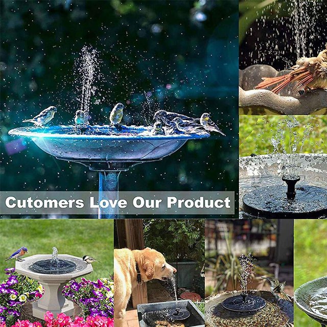 Fuente de agua solar para piscina, estanque, cascada, decoración de jardín, baño para pájaros al aire libre, energía solar, color negro, negro