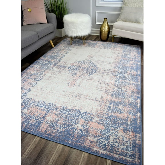 Rugs America Zola Collection Pale Blush ZL50B Vintage Transitional Area Rug 5'0"x7'0"