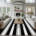 thumbnail image 3 of 5'x8' Area Rugs, Black Grey Stripe Indoor Outdoor Area Rug for Living Room Bedroom, Minimalist Farmhouse Striped Washable Bathroom Rugs Kitchen Floor Carpet Mats Home Decor Aesthetic, 3 of 8