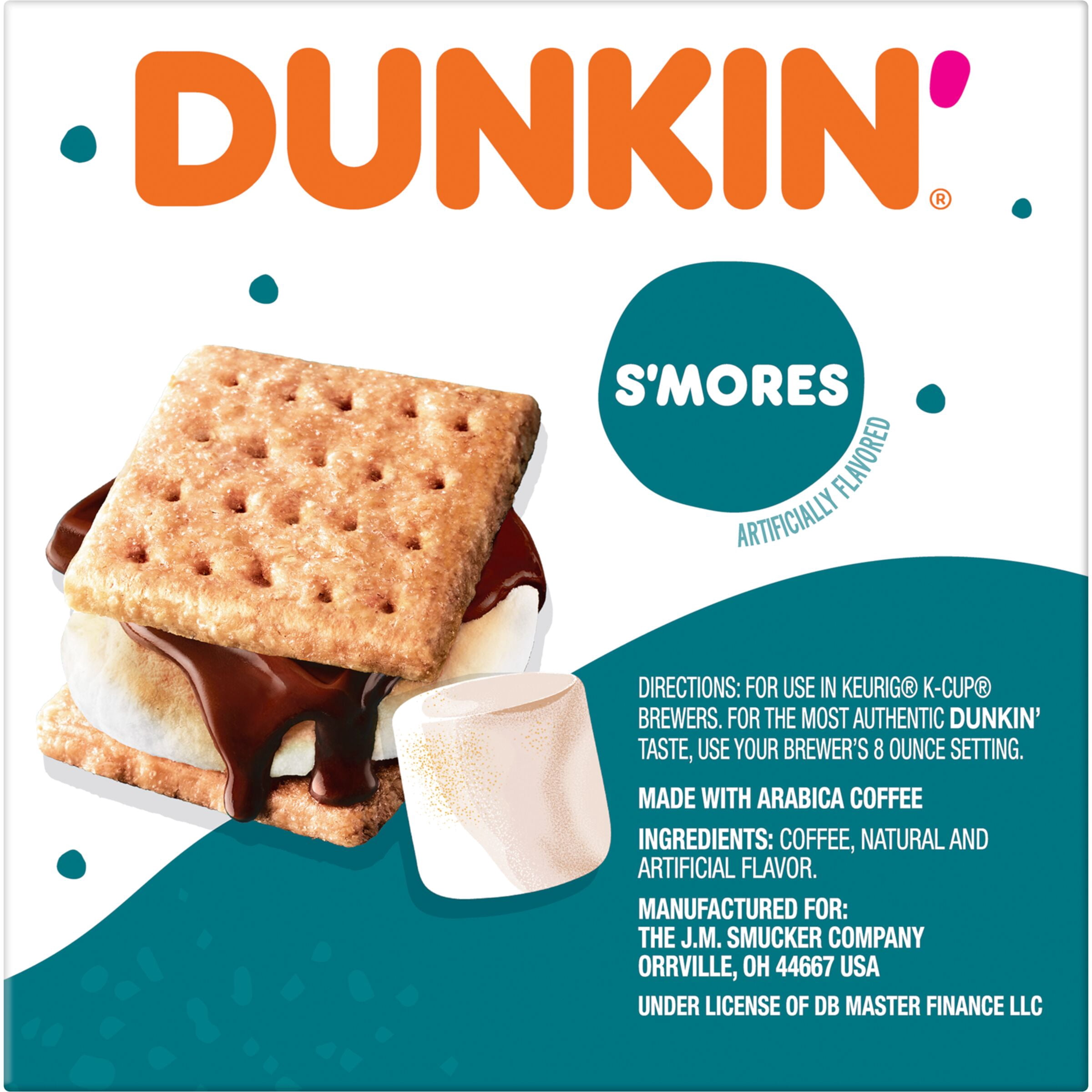 (6 Pack) Dunkin’ S’mores Artificially Flavored Coffee, Medium Roast, Keurig K-Cup Pods, 10 Count Box