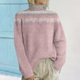 thumbnail image 2 of Breezora Chandail à Col Roulé Contemporain pour Femmes, Design à Imprimé Rétro, Manches Longues, Tricoté, Coupe Ample, Confort, Mode d'Automne, Taille P, Rose, 2 of 4