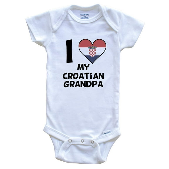 I Heart My Croatian Grandpa Croatia Flag Baby Bodysuit, 0-3 Months White