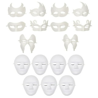 Aspire 6 Pcs Blank Paper Mache Mask for Halloween Costume Party, DIY White  Mask Paintable Face for Dance Cosplay Party Accessories 