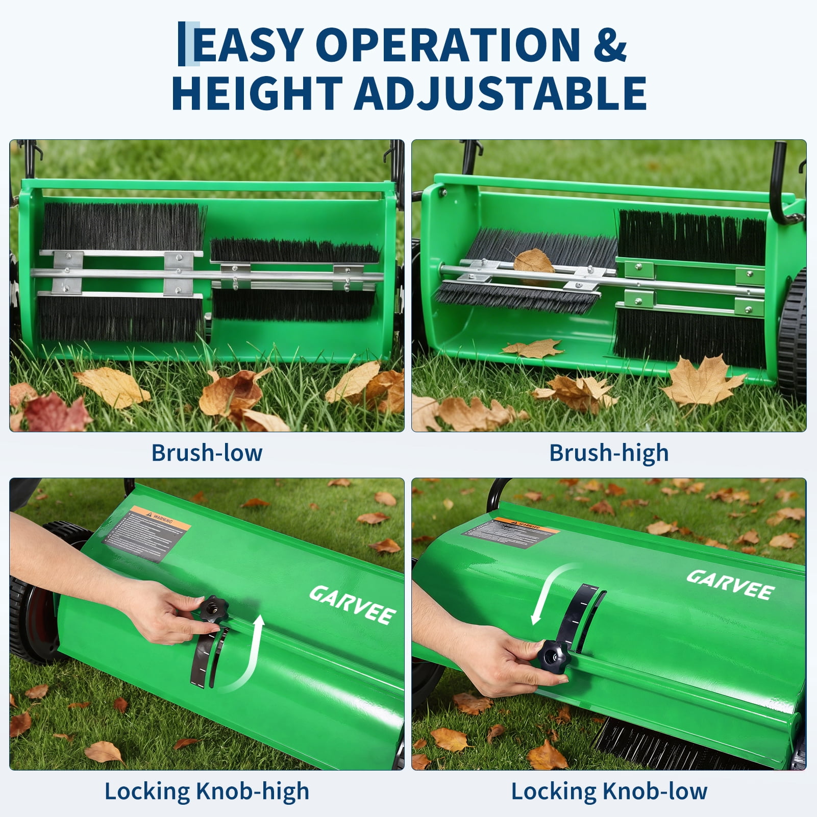 26" Push Lawn Sweeper, 7 cu ft Grass Cutter & Leaf Collector with 4 High-Speed Brushes, Durable Steel Walk-Behind Sweeper for Yard Cleanup