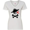 thumbnail image 3 of Inktastic Pirate Skull and Cross Bones Women's V-Neck T-Shirt, 3 of 5