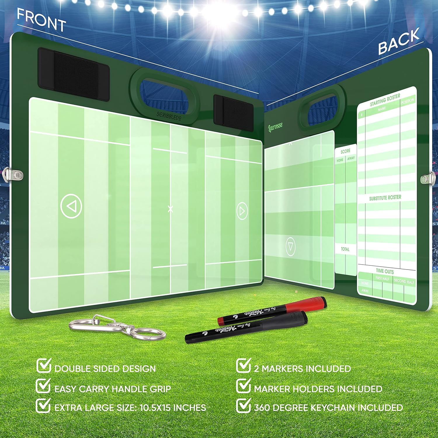 Lacrosse Dry Erase Board for Coaches 15x10.5 Inch Lacrosse Whiteboard Coaching Supplies