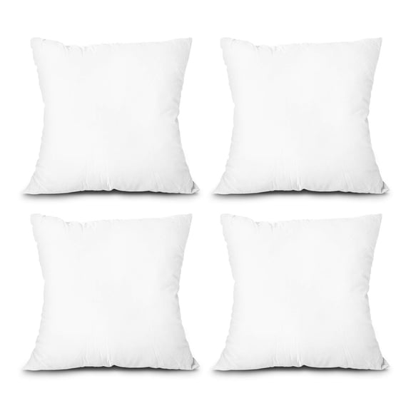 18x18 Inch Throw Pillow Inserts 4 Pack, Down Alternative Polyester Filled Couch Pillows, Decorative Sofa Cushions Sham Stuffer, Washable White