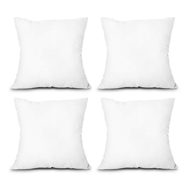 EDOW Coussins d'Appoint, Ensemble de 4 Coussins Légers en Polyester Synthétique, Coussin de Canapé, Bourre-Oreiller, Lavable à la Machine. (Blanc, 22x22)