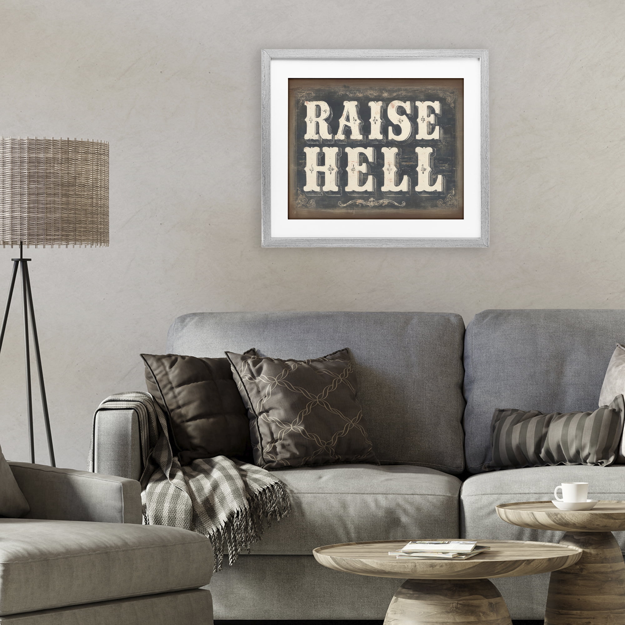 Stupell Industries Raise Hell Vintage Western Gray Framed Print Under Glass, design by Arlington Prints