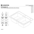 thumbnail image 3 of Kingston Brass KGT33229D27 Petra Galley 33-Inch Cast Iron Self-Rimming Double Bowl Drop-In Kitchen Sink (2-Hole) with Basket Strainers x 2 in White/Brushed Brass, 3 of 4