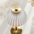 thumbnail image 4 of Yanyu 12" Modern Cordless Brass Gold Table Lamp with White Pleated Acrylic Shade, 4 of 6