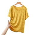 thumbnail image 3 of Ohufall Womens Pajama Tops Lightweight Breathable Modal Sleepwear Solid Color Crewneck Short Sleeve Shirts, 3 of 4