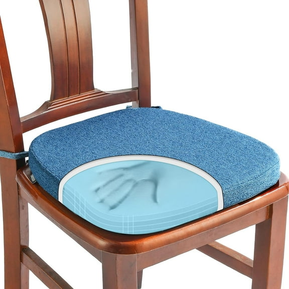 1 Pack Memory Foam Chair Cushions for Dining Chair, Friendly Woven Fabric 16" U-Shape Comfortable Kitchen Chair Pad, Removable Slip Resistant Seat Cushion (1 Piece, Blue)