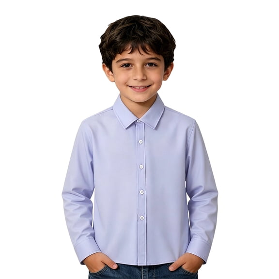 Bobifish Little Boys Button Down Shirts Long Sleeve Solid Tone Design Basic Shirts Back To School Versatile Wear Tops