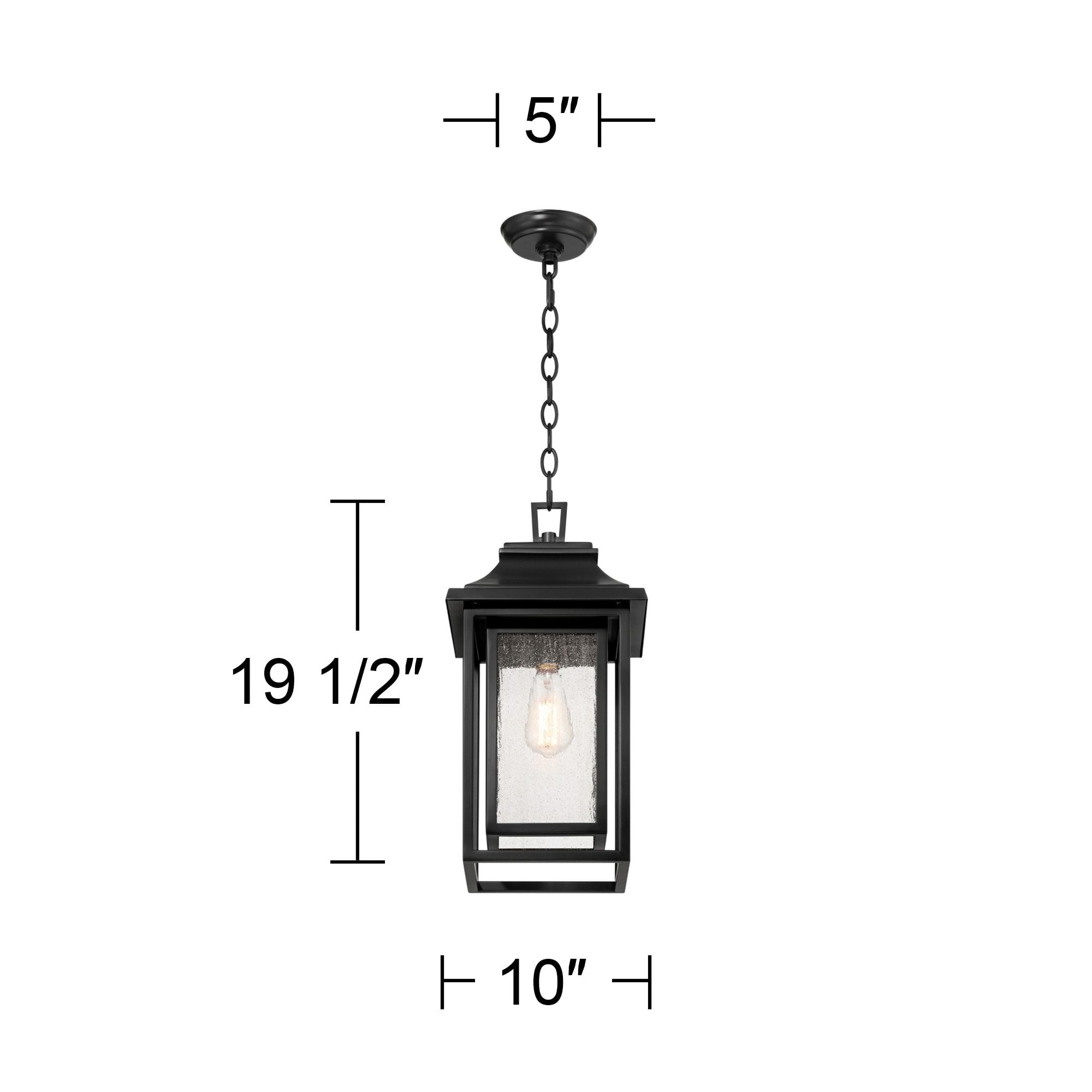 John Timberland Cecile 19 1/2" High Farmhouse Rustic Outdoor Pendant Light Fixture Ceiling Porch House Hanging Painted Black