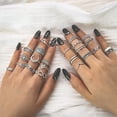 thumbnail image 1 of HOOUN 23PC Set Retro Silver Finger Open Ring Bohemia Moon Leaf Heart Love Gift 2088, 1 of 2