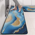thumbnail image 2 of Kitchen Rugs Sets Of 2,Blue Marble Gold Wave Pattern Anti Fatigue Kitchen Mat Rugs Non Slip Washable,Decorative Kitchen Floor Mats for Kitchen,Sink,Laundry,17"x47"+17"x47", 2 of 5