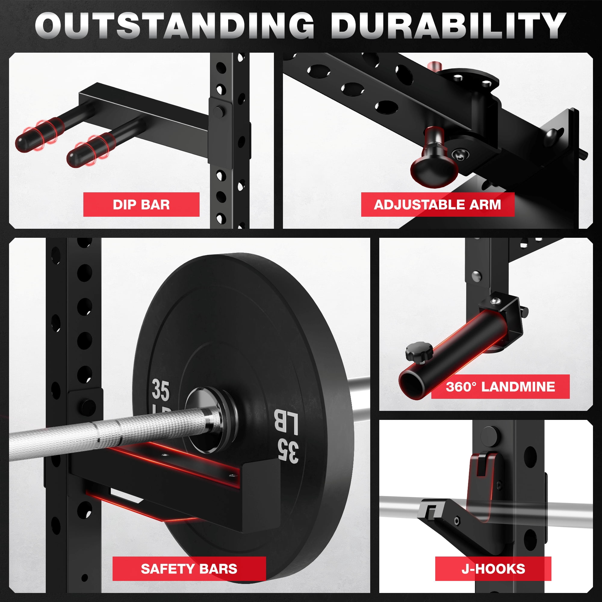 Folding Wall Mounted Squat Rack,1000 lbs Capacity Power Rack for Home Gym,Space-Saving Foldable Squat Rack with Pull-Up Bar & Landmine,Heavy-Duty 2.36" x 2.36" Steel Frame Power Cage