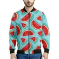 thumbnail image 3 of Chaqueta de bombardero con cremallera de primavera y otoño con estampado de frutas tropicales, moda Harajuku, chaqueta de vuelo de manga larga con estampado 3D de sandía, 3 of 5
