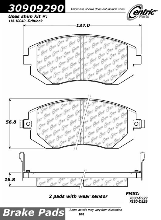 Stop Tech/ Power Slot 309.09290 Brake Pad Street Performance FMSI