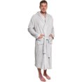 thumbnail image 2 of Ross Michaels Mens Plush Shawl Kimono Hooded Bath Robe (Light Grey, XXXL), 2 of 7