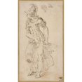 thumbnail image 2 of Parmigianino 12x18 Gold Ornate Wood Frame and Double Matted Museum Art Print Titled - Standing Female Figure in Armor Drawing Her Sword (Minerva or Bellona) (ca. 1535-38), 2 of 4