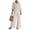 White, variant on Women's V-Neck Long Sleeve Shirt and Wide Leg Pants Set Casual Loose Fit Fashion Comfortable 2 Piece Outfits, Green, L