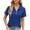 Blue, variant on Timegard Summer Tops for Women Lapel V Neck Zipper Short Sleeve Comfy Tunic Top Dressy Casual Blouse