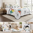 thumbnail image 6 of Twin Quilt Set 68''x86'', Middle Century Lightweight Summer Bedspread Coverlet Set with 2 Pillow Shams, Boho Abstract Art Teal Orange Rhomboid Breathable All Season Quilt Bedding for Dorm/Bedroom, 6 of 9