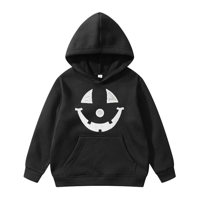 Wdgfv Chandail à Capuche Imprimé Graphique Halloween pour Garçons Veste Douce Confortable Tenue Décontractée pour Enfants Noir 3-4 Ans