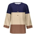 thumbnail image 4 of Pompotops Tunique Basique Décontractée à Manches 3/4 Imprimée Col Rond Boutonnée T-shirts Blouses Liquidation, 4 of 5