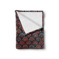 thumbnail image 2 of Moroccan Soft Flannel Fleece Throw Blanket, Circles Pattern Mandala Inspired Floral Arrangements Geometric Rectangles, Cozy Plush for Indoor and Outdoor Use, 50" x 60", Aqua Orange Ruby, by Ambesonne, 2 of 6