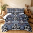 thumbnail image 2 of Erosebridal Traditional Aztec Bed Spread Queen, Tribal Cross Queen Coverlet Set, Slate Blue Dusty Rose 3pcs, 1 Quilt and 2 Pillowcases, 2 of 7