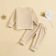 thumbnail image 4 of Odeerbi Infant Toddler Boys Girls Sweatsuits Sets Solid Color Sport 2 Piece Outfit Set Baby Cute Long Sleeve Sweatshirt Drawstring Elastic Waist Jogger Sweatpants Suit with Pocket Beige, 4 of 9