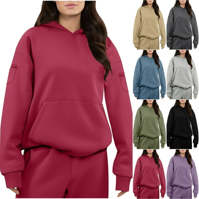 Pantalones deportivos para mujer,Sudadera informal de manga larga para mujer, jersey de poliéster con bolsillo multifuncional, ideal para viajar en avión y estar en casa, sopatenor