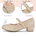 thumbnail image 4 of HOMEHOT Girls Mary Jane Shoes Casual Princess Ballerina Dress Shoes Low Heels Slip on Flat Shoes for School Party Wedding Glitter Gold Size 1, 4 of 6