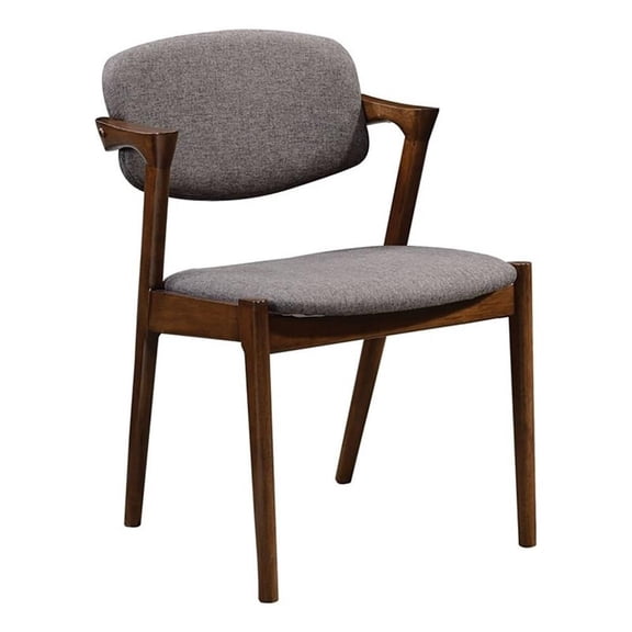 Bowery Hill 18" Wood Dining Side Chair in Gray-Dark Walnut (Set of 2)