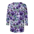 thumbnail image 3 of Women's Casual T-Shirts 3/4 Sleeve Color Block Cute Tops Comfy Blouses, 3 of 5