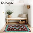 thumbnail image 3 of ODIKA 4'x6' Machine Washable Non-Slip Area Rug, Intricate Medallion Symmetrical Oriental Design High Traffic Rug with Pad, Brown, 660091, 3 of 8
