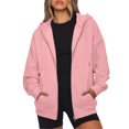 thumbnail image 4 of Resicozy Zip Up Hoodie Women Oversized Y2K Hoodies Casual Long Sleeve Sweatshirts Fall Spring Track Jackets with Pockets 2026 Pink 3XL, 4 of 5