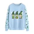 thumbnail image 4 of St Patricks Day Shirt Women Gnomes Hold Clover Print Sweatshirt Crew Neck Long Sleeve Tops Irish Themed Clothes Funny Saint Patricks Day Shirt, 4 of 5