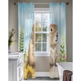 thumbnail image 4 of Groundhog Day Sheer Curtains 84 Inch Length 2 Panels Set for Living Room/Bedroom, Sunflower Spring Floral Botanical Blue Kitchen Curtains Grommet Semi-Sheer Curtains Window Treatments 52"x84"x2, 4 of 7
