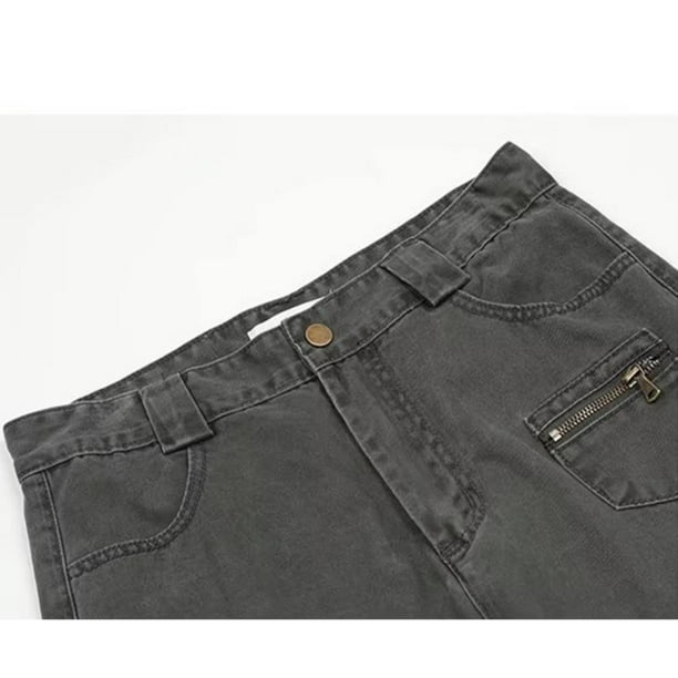 Sebtyili Men's Low Waist Pocket Cargo Pants New Street Loose Straight Tube  American Street Mop Casual Fashion Cargo Pants