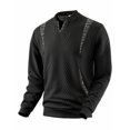 thumbnail image 5 of WTOBBY Men's Sweatshirt with Casual V-Neck and Long Sleeve Design, Color Block Pullover Knit Top for Outdoor and Street Style Wear,Black XL, 5 of 8
