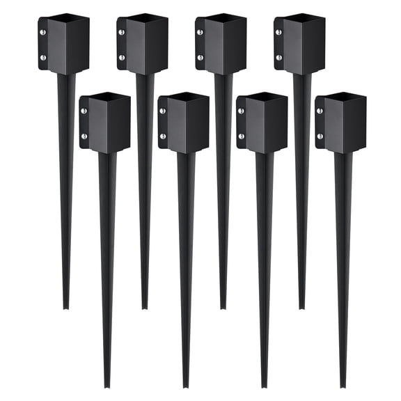 VEVOR Fence Post Anchor Ground Spike, 8 pack 36 x 4 x 4 inches Outer Diameter (Inner Diameter 3.5 x3.5 inches), Metal Black Powder Coated Post Stake Ground, for Mailbox Deck Garden Railing